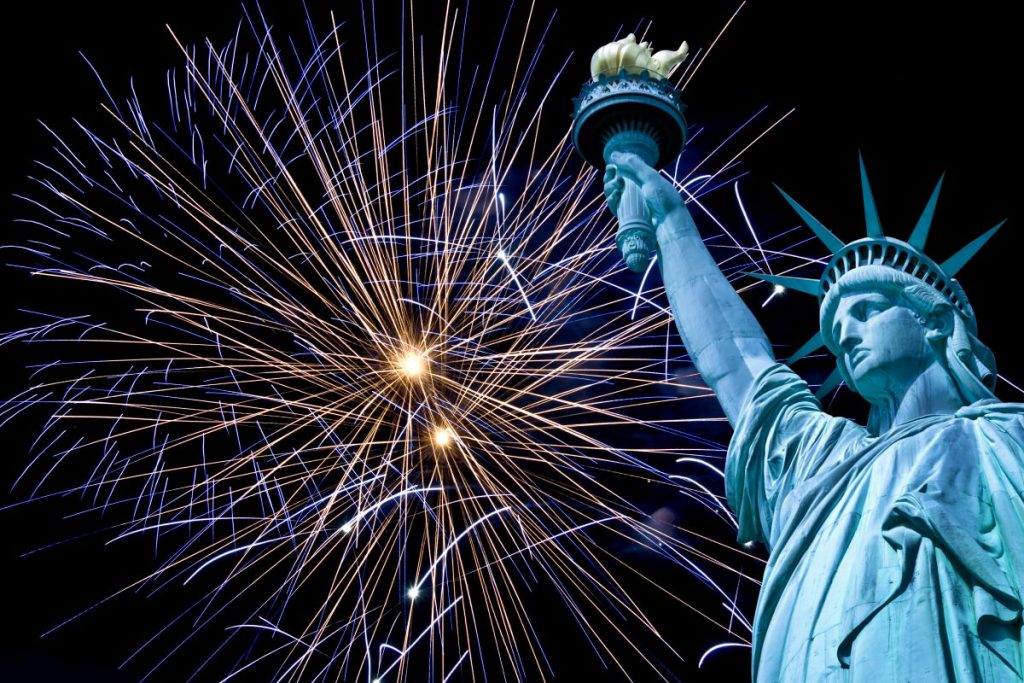 Statue of Liberty with Fireworks
